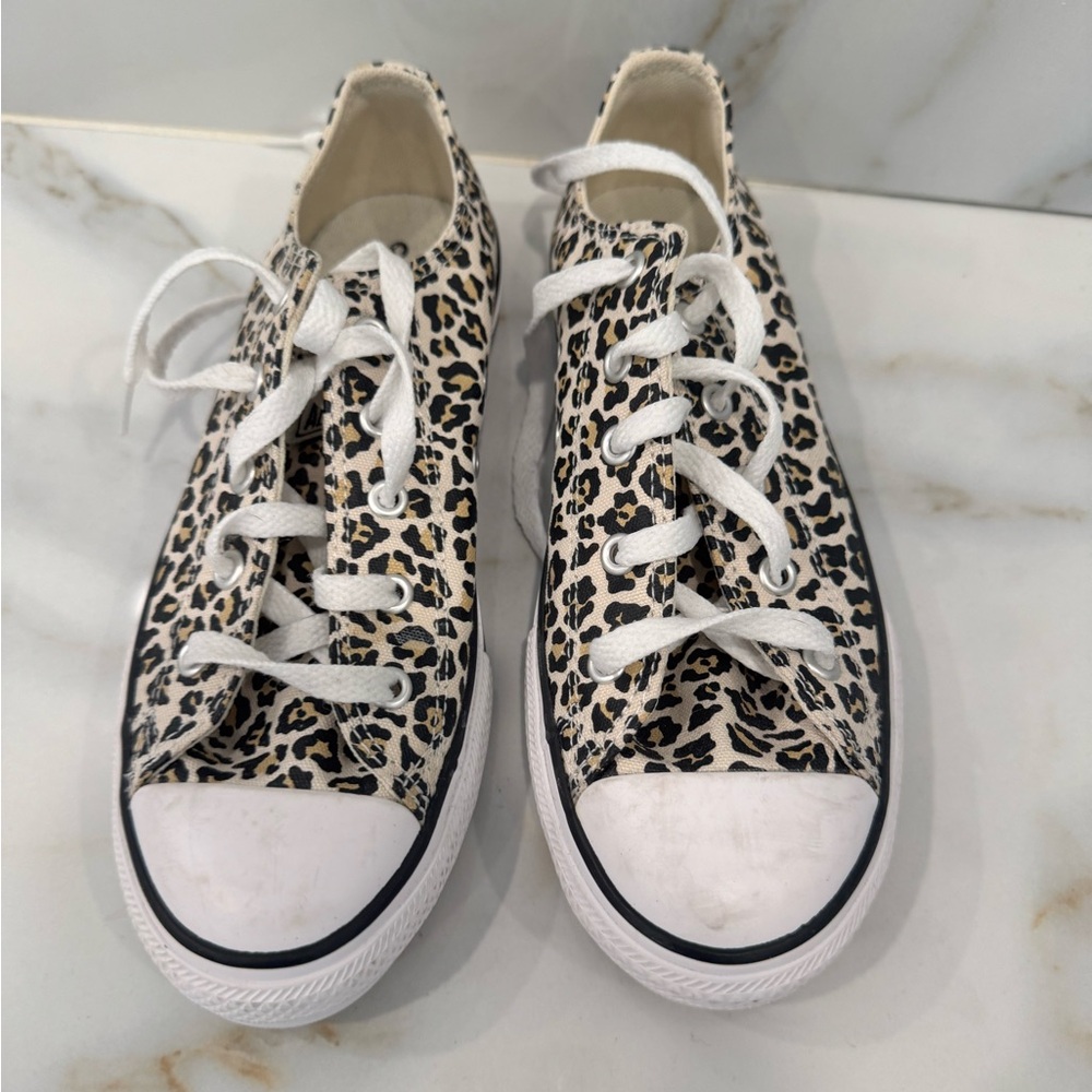 Leopard Print Canvas Sneakers size 3 kids women’s 5worn once